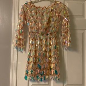 Shimmery Long Sleeve Mini Dress